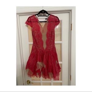 BCBG Women’s Red Lace Cocktail Dress